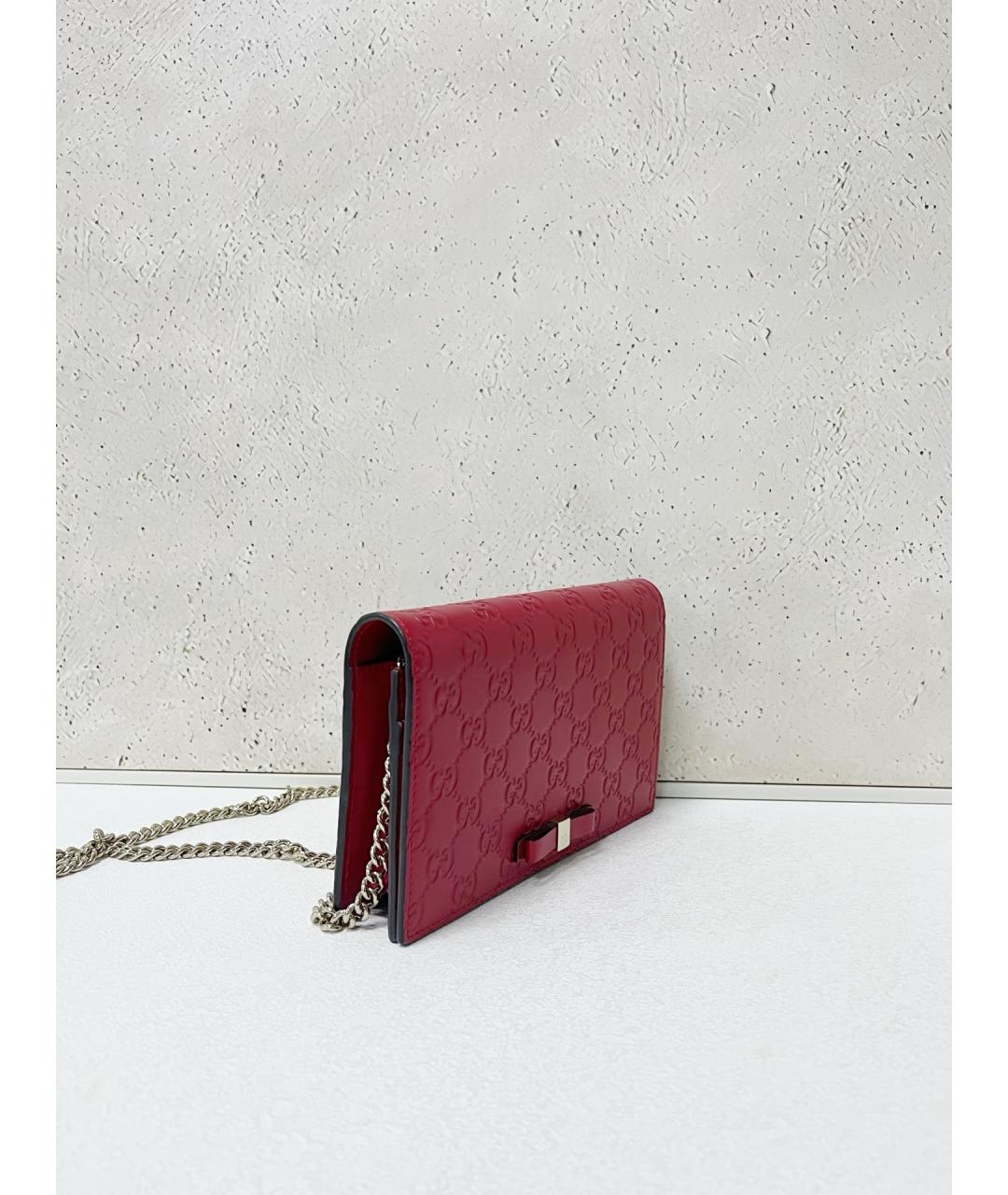 GUCCI Красная кожаная сумка через плечо, фото 4