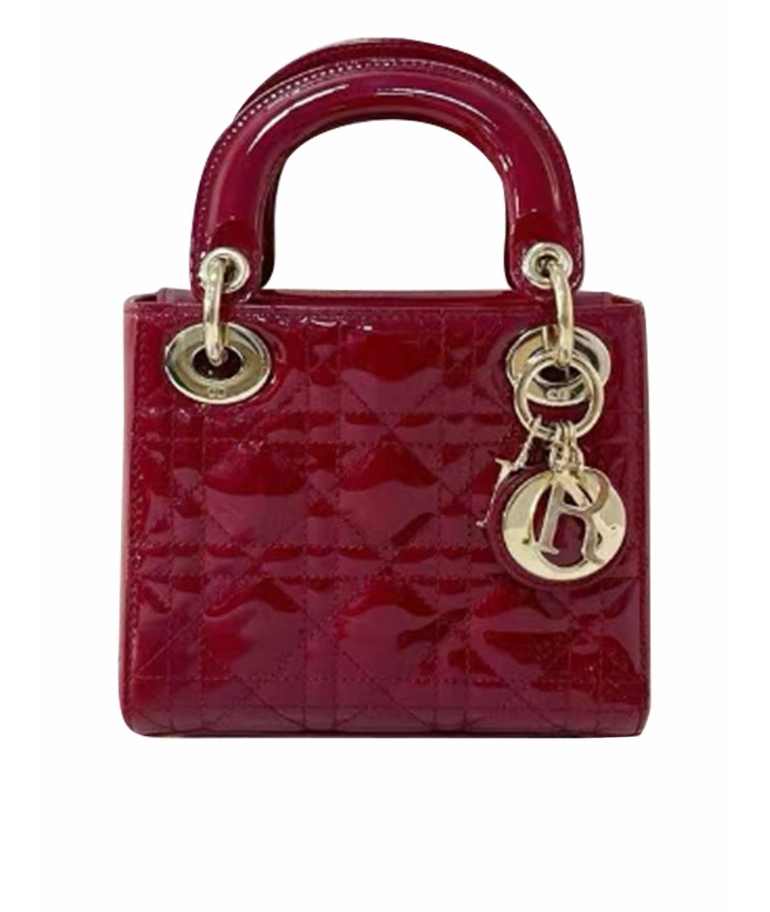 CHRISTIAN DIOR Красная сумка с короткими ручками из лакированной кожи, фото 1