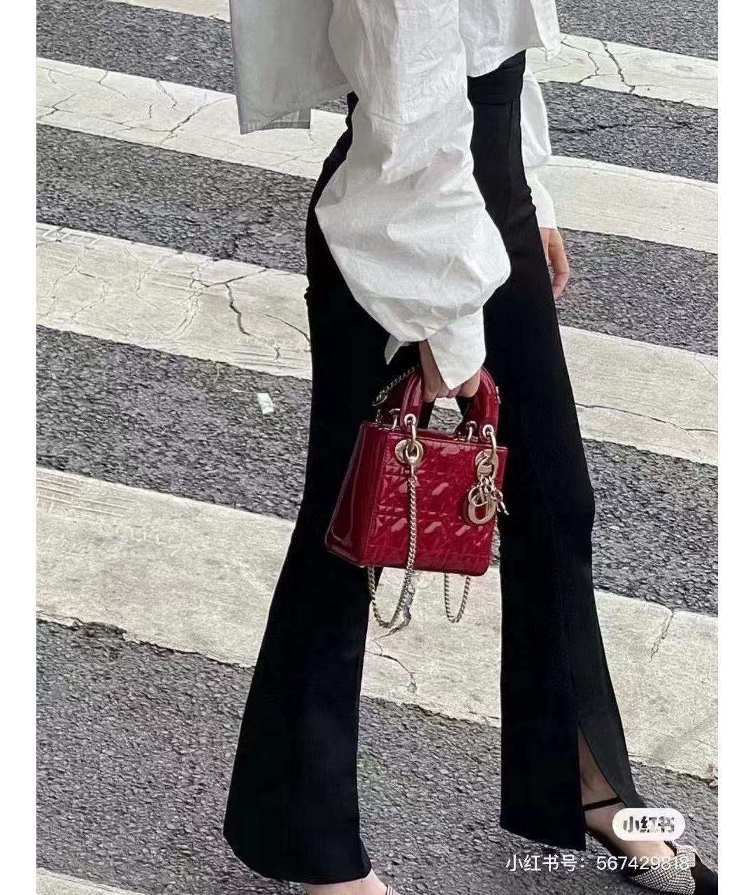 CHRISTIAN DIOR Красная сумка с короткими ручками из лакированной кожи, фото 6