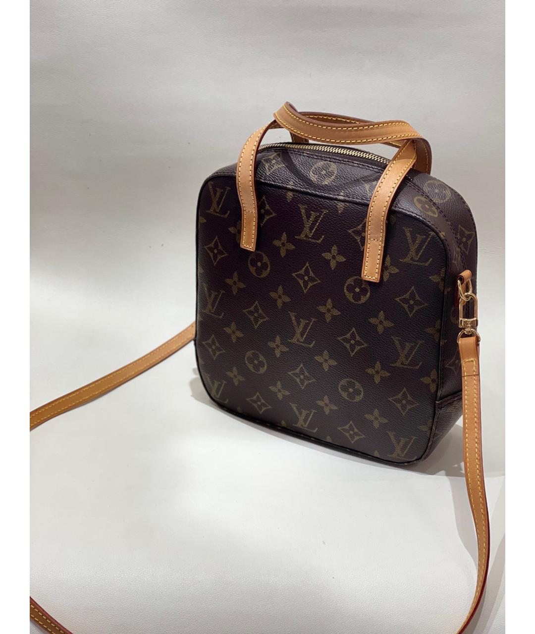 LOUIS VUITTON Коричневая кожаная сумка с короткими ручками, фото 7