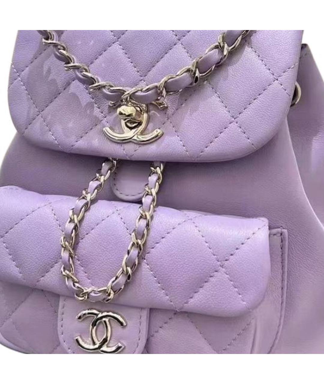 CHANEL Фиолетовый кожаный рюкзак, фото 2