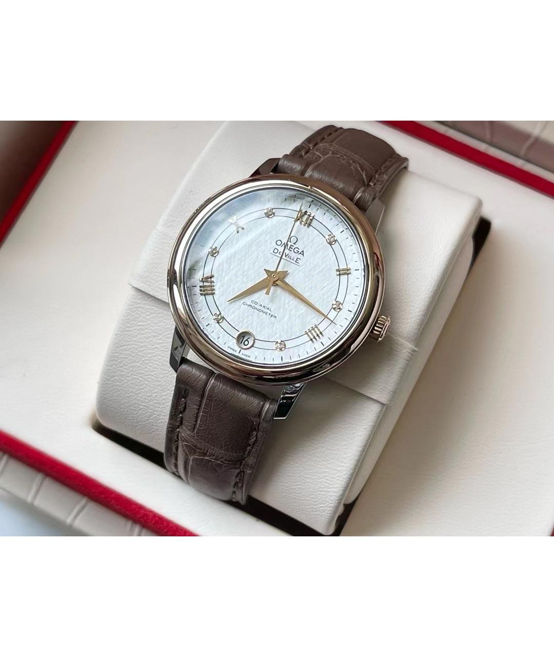 OMEGA Белые часы из розового золота, фото 2