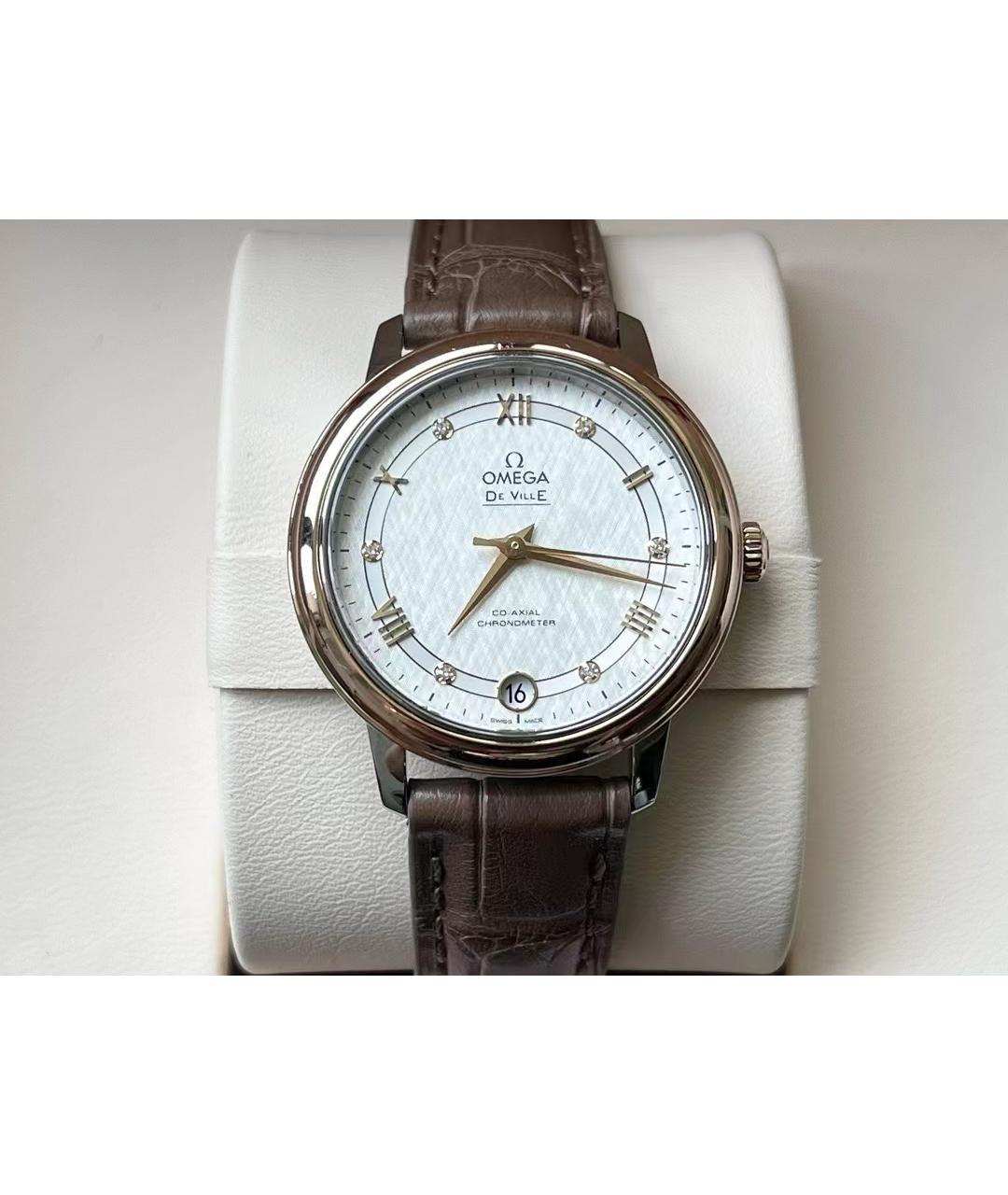 OMEGA Белые часы из розового золота, фото 7