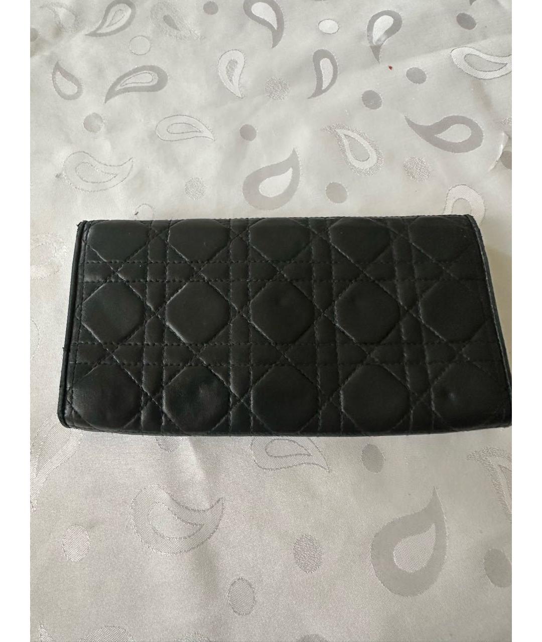 CHRISTIAN DIOR Черный кожаный кошелек, фото 2