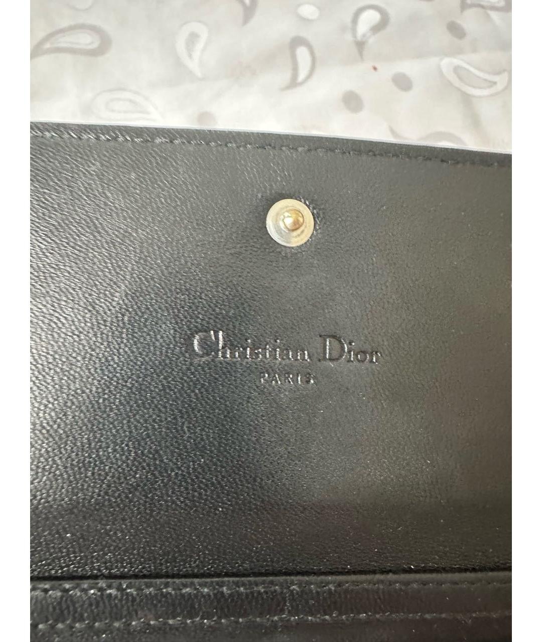 CHRISTIAN DIOR Черный кожаный кошелек, фото 3