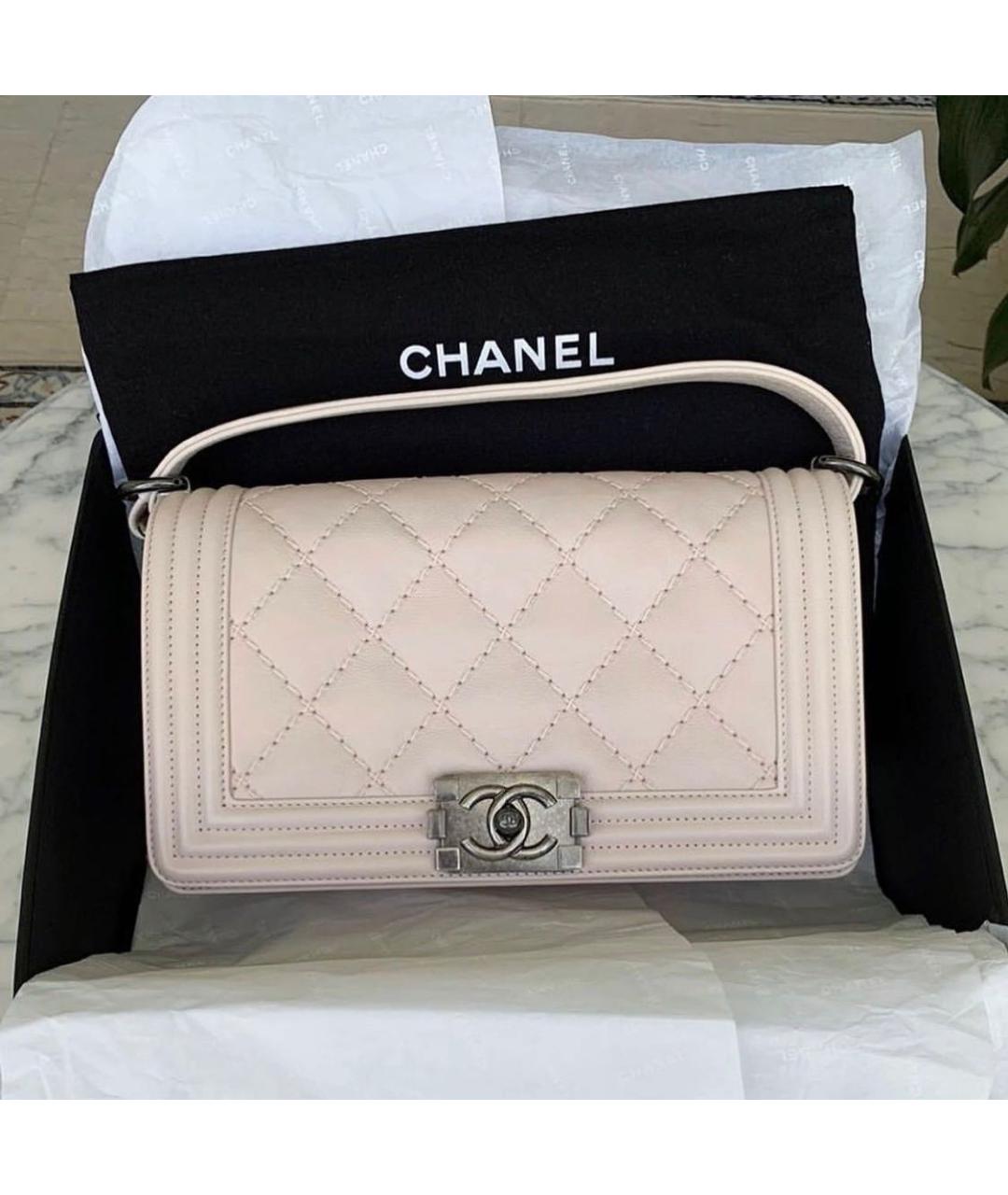 CHANEL Бежевая кожаная сумка через плечо, фото 9