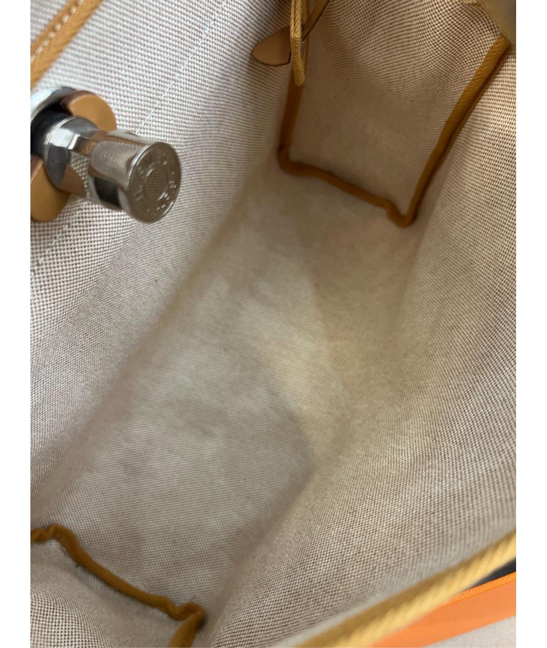 HERMES Коричневая тканевая сумка с короткими ручками, фото 4