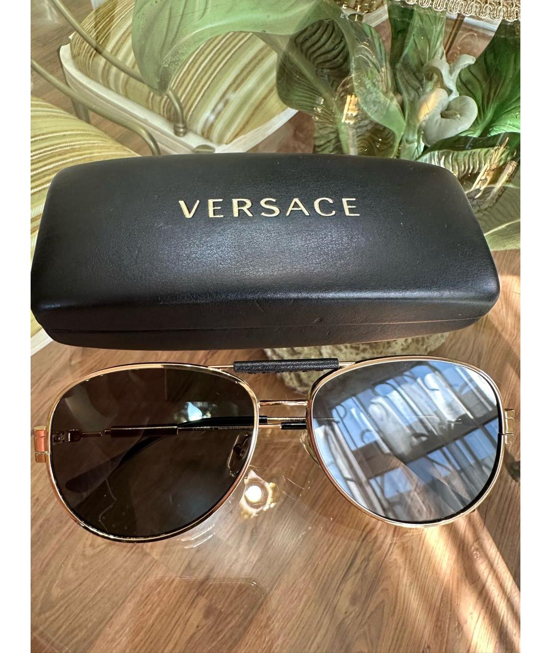 VERSACE Коричневые металлические солнцезащитные очки, фото 6