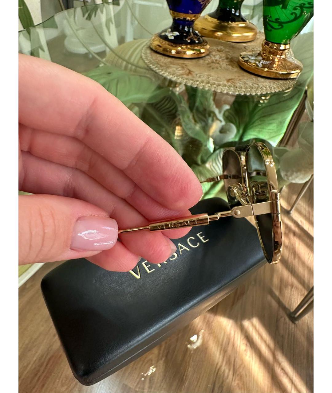 VERSACE Коричневые металлические солнцезащитные очки, фото 3