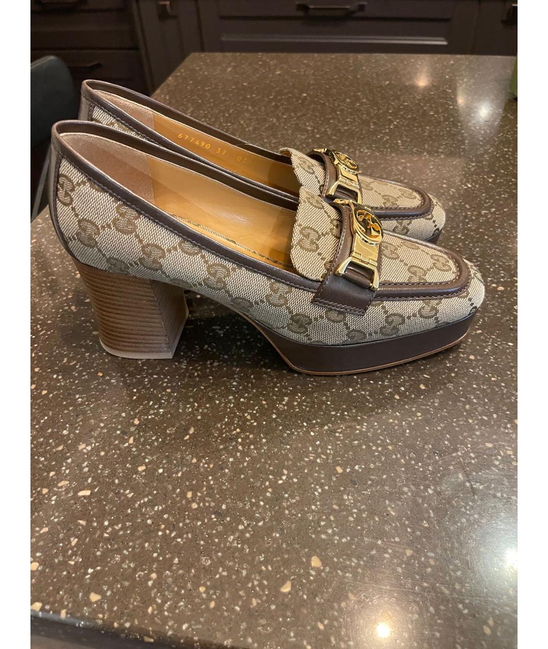 GUCCI Бежевые текстильные туфли, фото 5