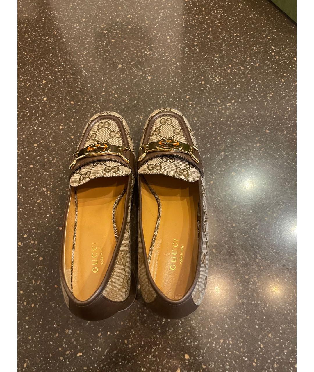 GUCCI Бежевые текстильные туфли, фото 3