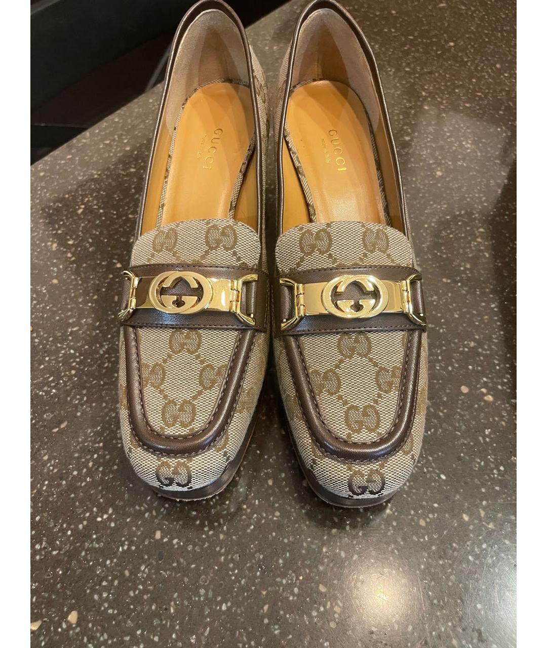 GUCCI Бежевые текстильные туфли, фото 2