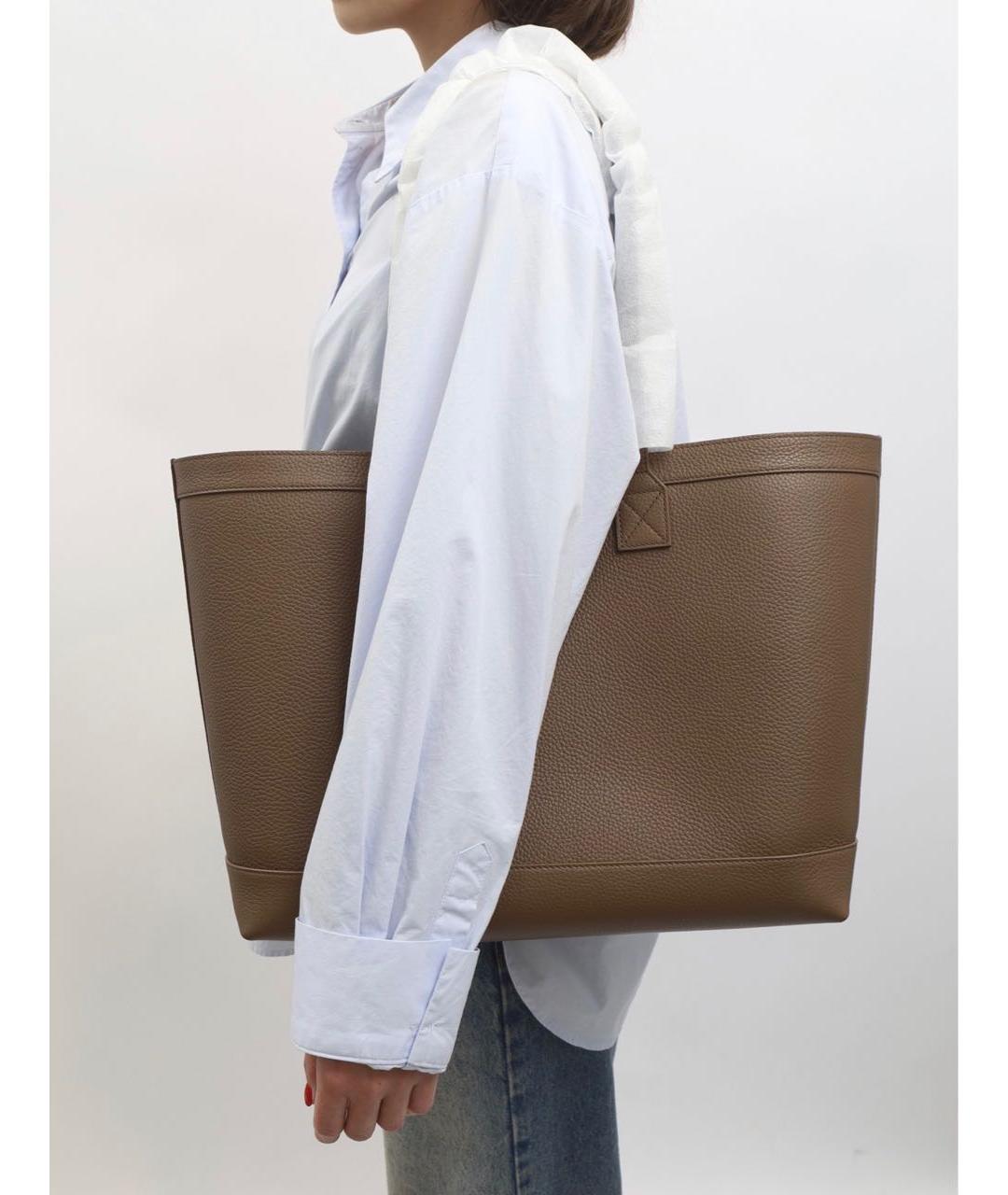 BURBERRY Коричневая кожаная сумка тоут, фото 7