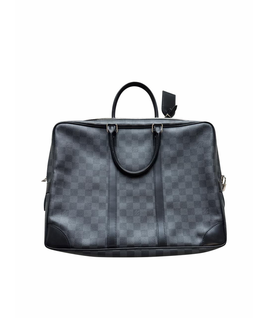 LOUIS VUITTON Антрацитовый кожаный портфель, фото 1