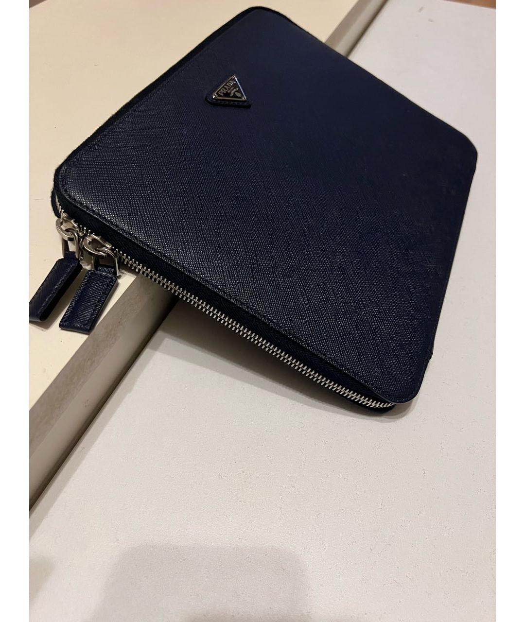 PRADA Темно-синяя кожаная папка для документов, фото 4