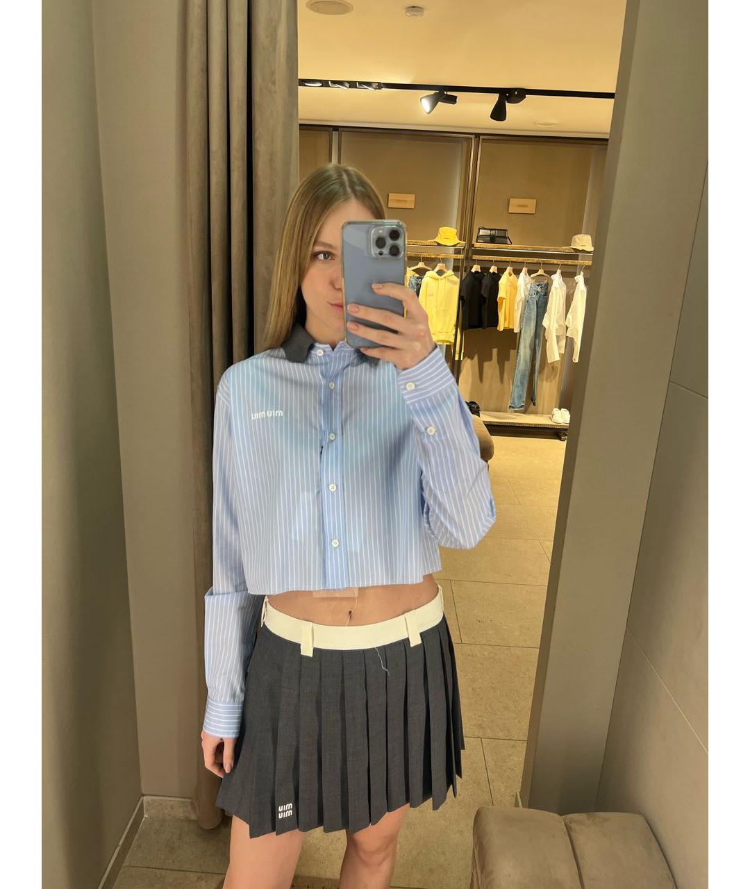 MIU MIU Голубая хлопковая рубашка, фото 4