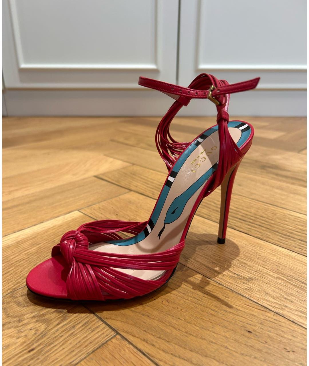 GUCCI Фуксия кожаные босоножки, фото 2