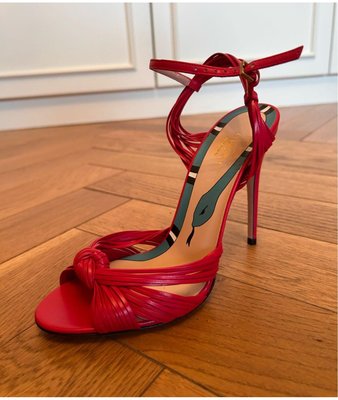 GUCCI Фуксия кожаные босоножки, фото 3