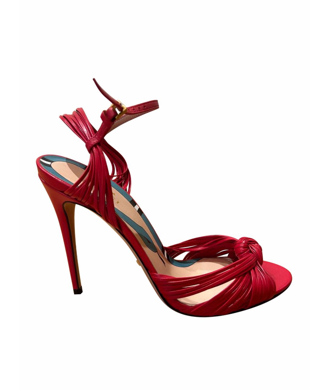 GUCCI Фуксия кожаные босоножки, фото 1