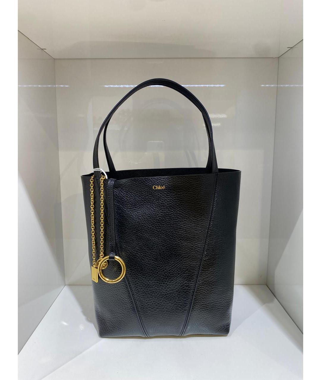 CHLOE Черная кожаная сумка тоут, фото 2