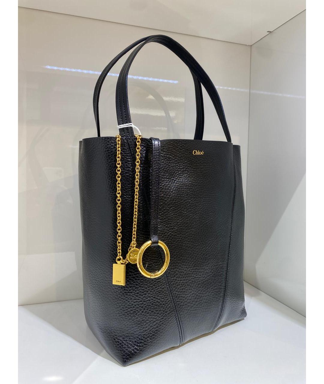 CHLOE Черная кожаная сумка тоут, фото 3