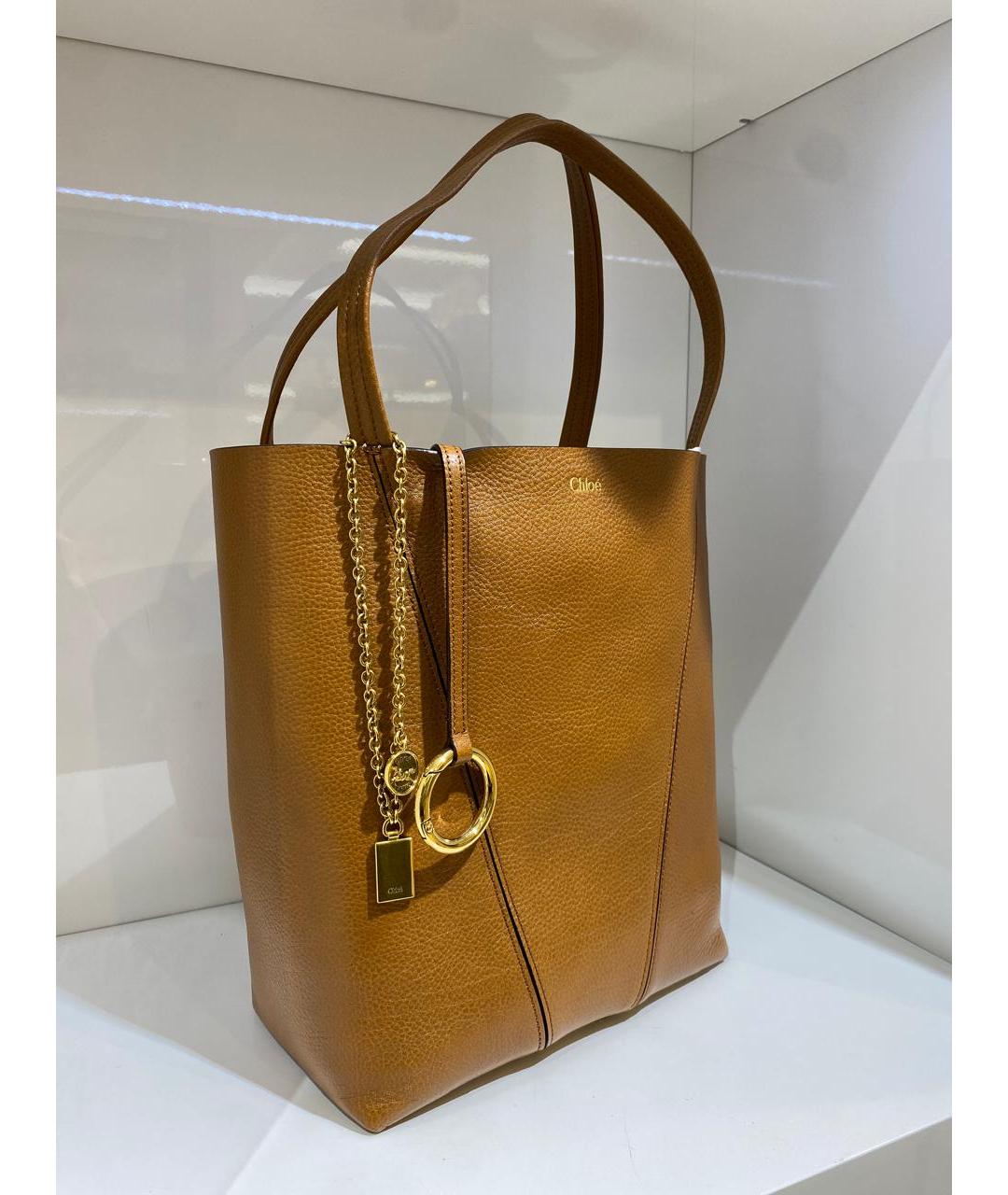 CHLOE Коричневая кожаная сумка тоут, фото 3
