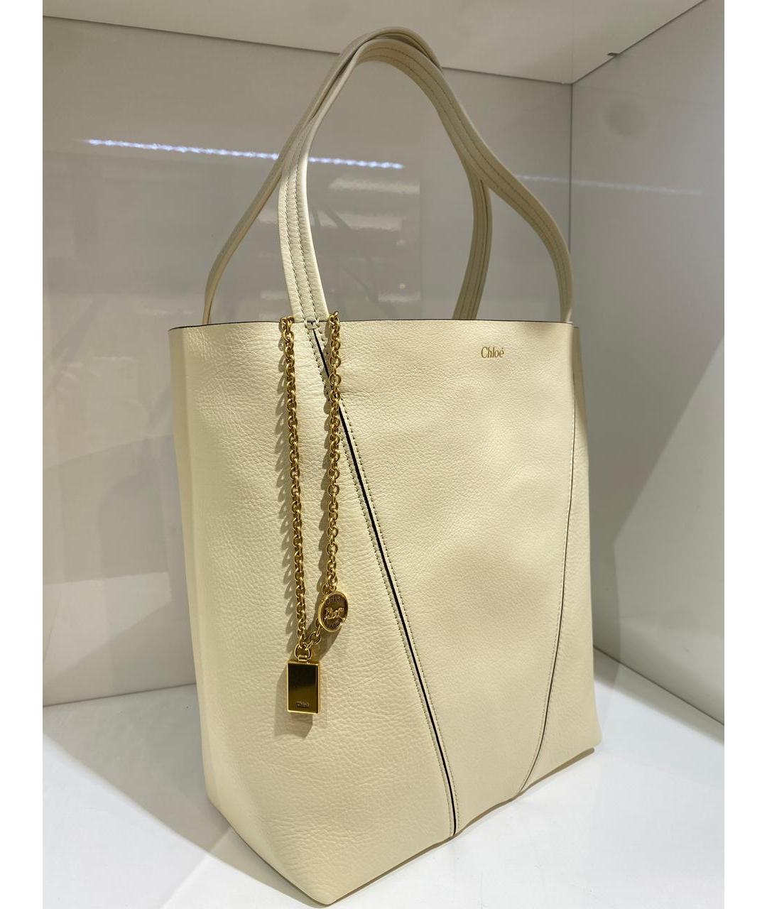 CHLOE Белая кожаная сумка тоут, фото 3