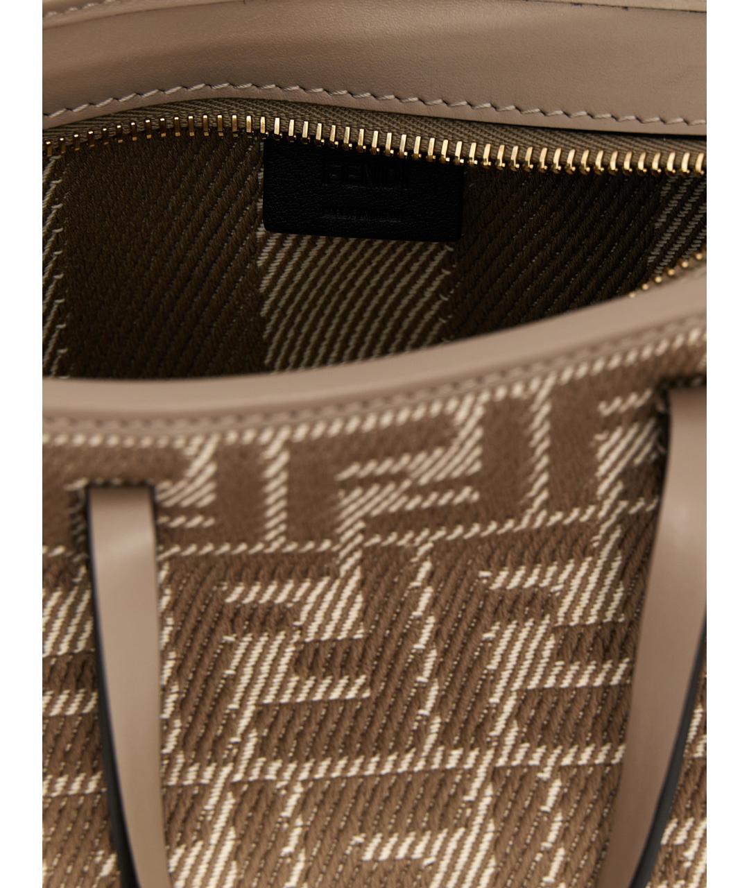 FENDI Бежевая хлопковая сумка тоут, фото 4
