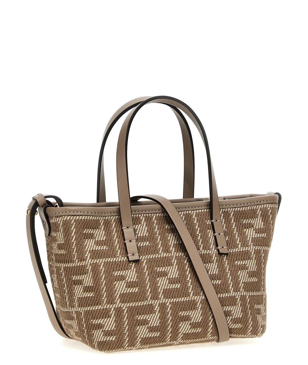FENDI Бежевая хлопковая сумка тоут, фото 2