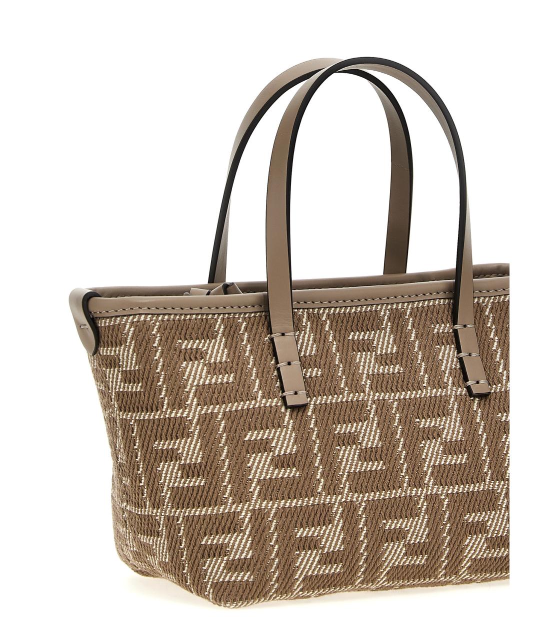 FENDI Бежевая хлопковая сумка тоут, фото 3