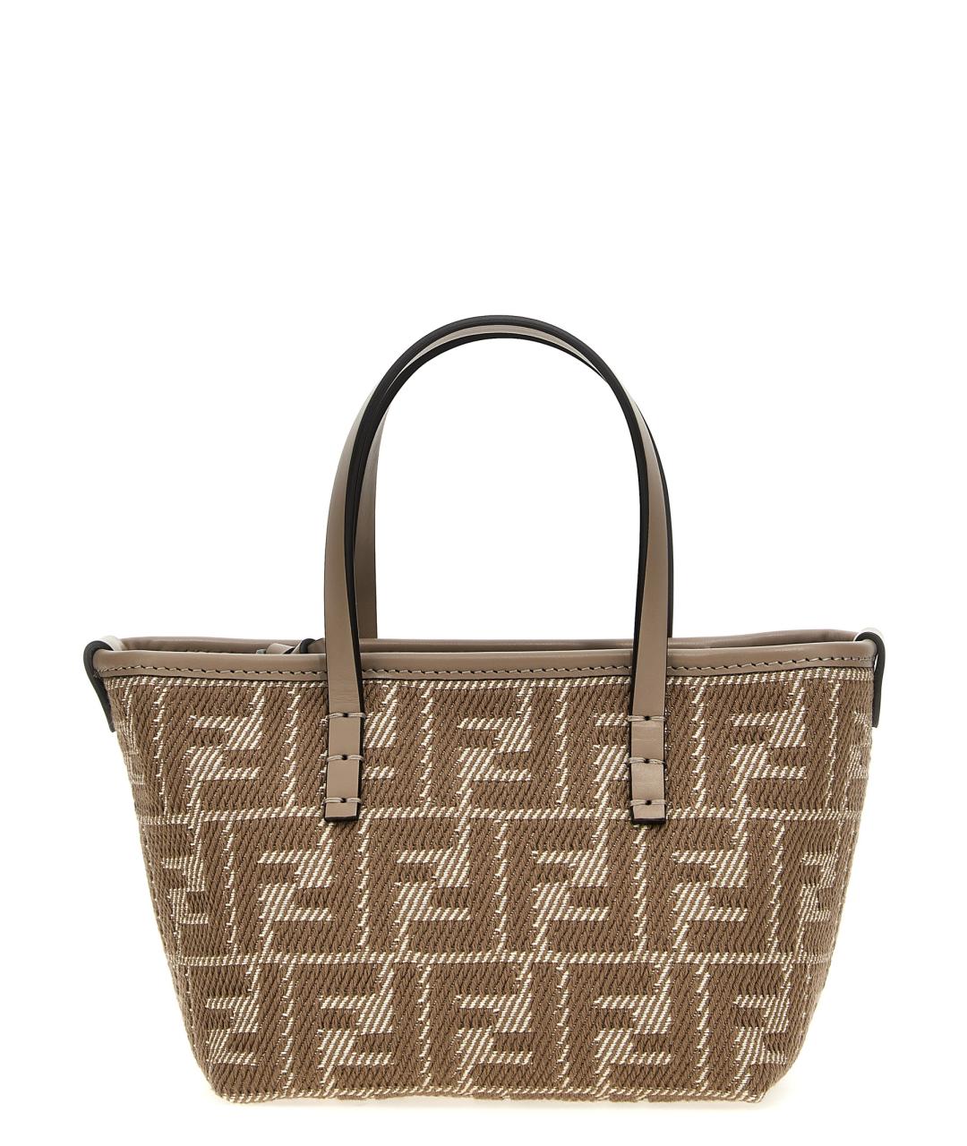 FENDI Бежевая хлопковая сумка тоут, фото 1