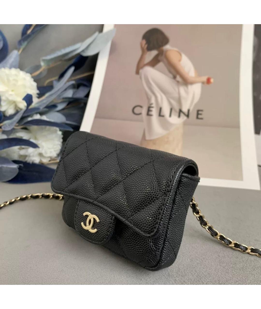 CHANEL Черная кожаная поясная сумка, фото 5