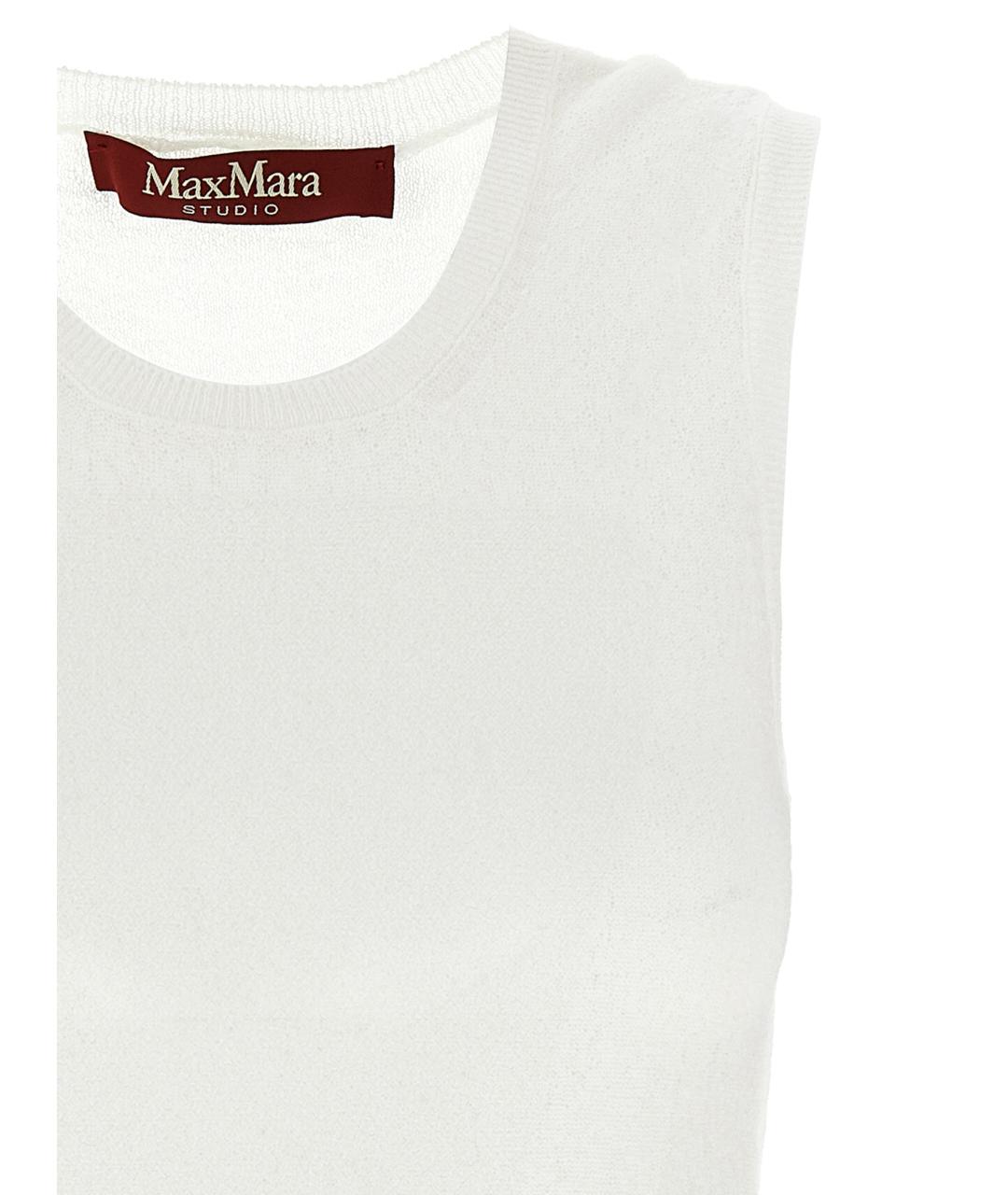 MAX MARA STUDIO Белая вискозная майка, фото 3