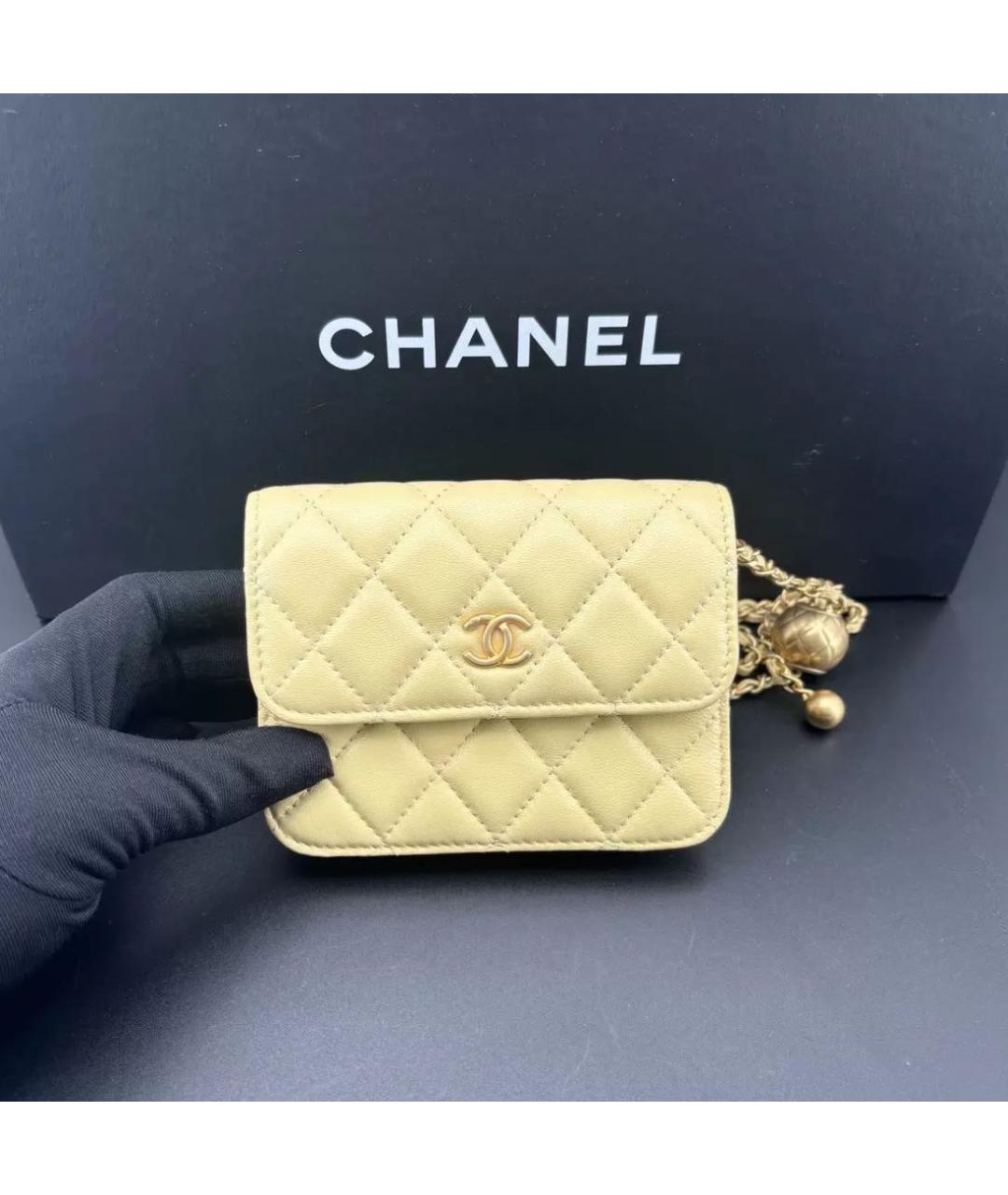 CHANEL Желтая кожаная поясная сумка, фото 2