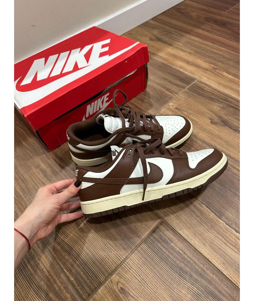 NIKE Коричневые низкие кроссовки / кеды из искусственной кожи, фото 7
