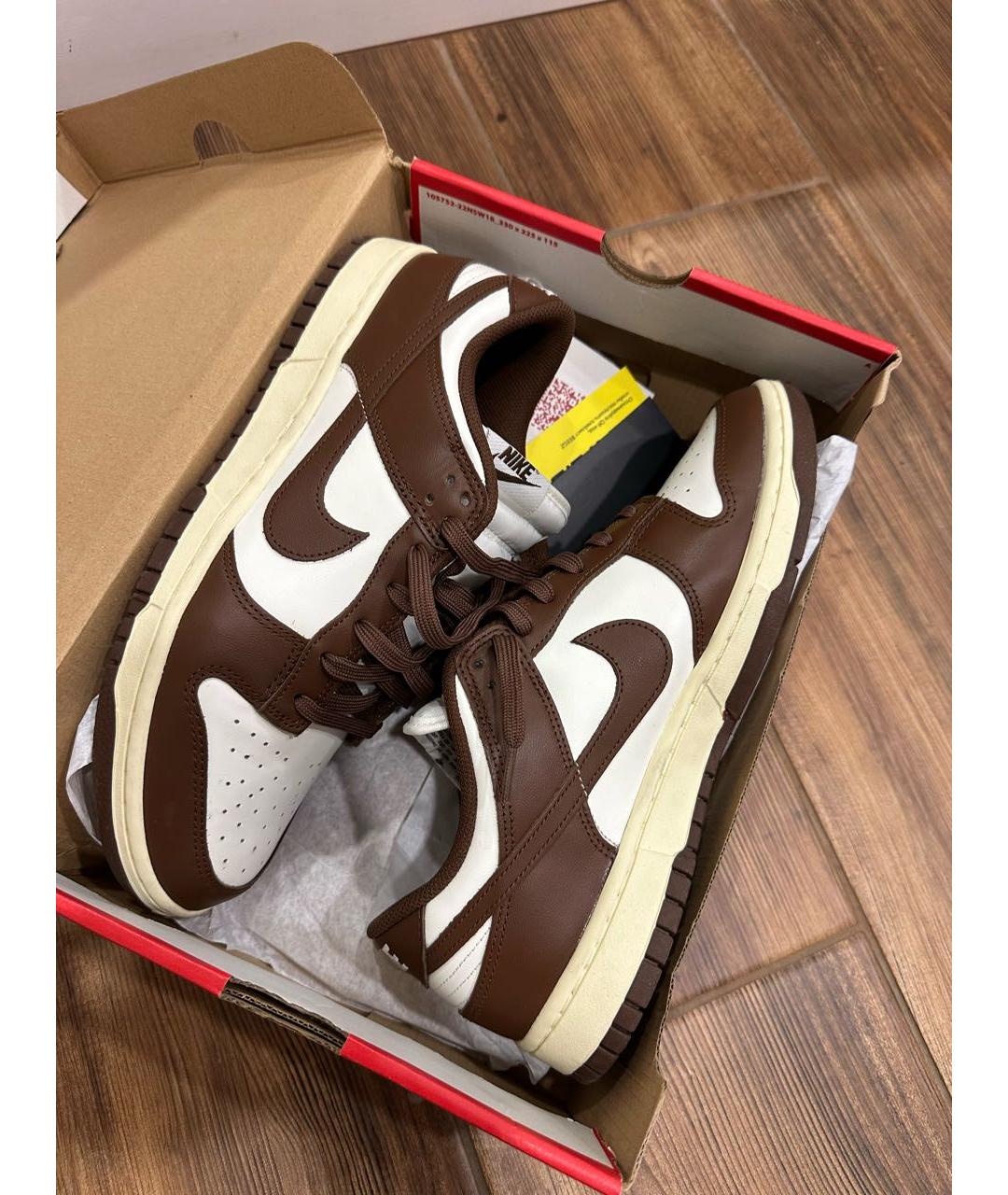 NIKE Коричневые низкие кроссовки / кеды из искусственной кожи, фото 6