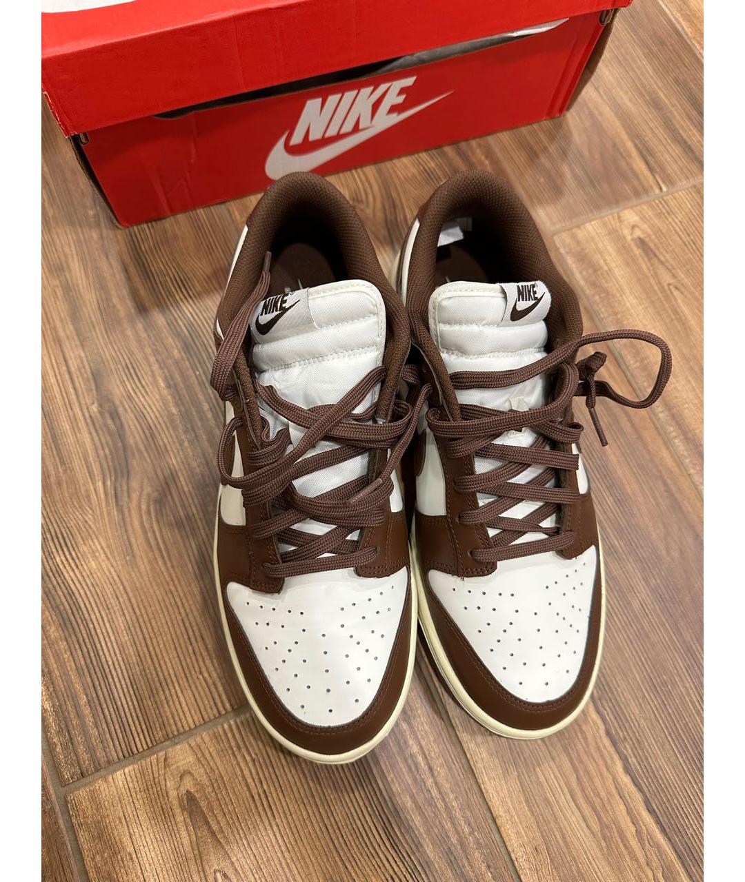 NIKE Коричневые низкие кроссовки / кеды из искусственной кожи, фото 2