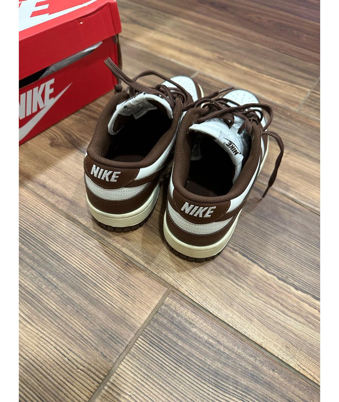 NIKE Коричневые низкие кроссовки / кеды из искусственной кожи, фото 3