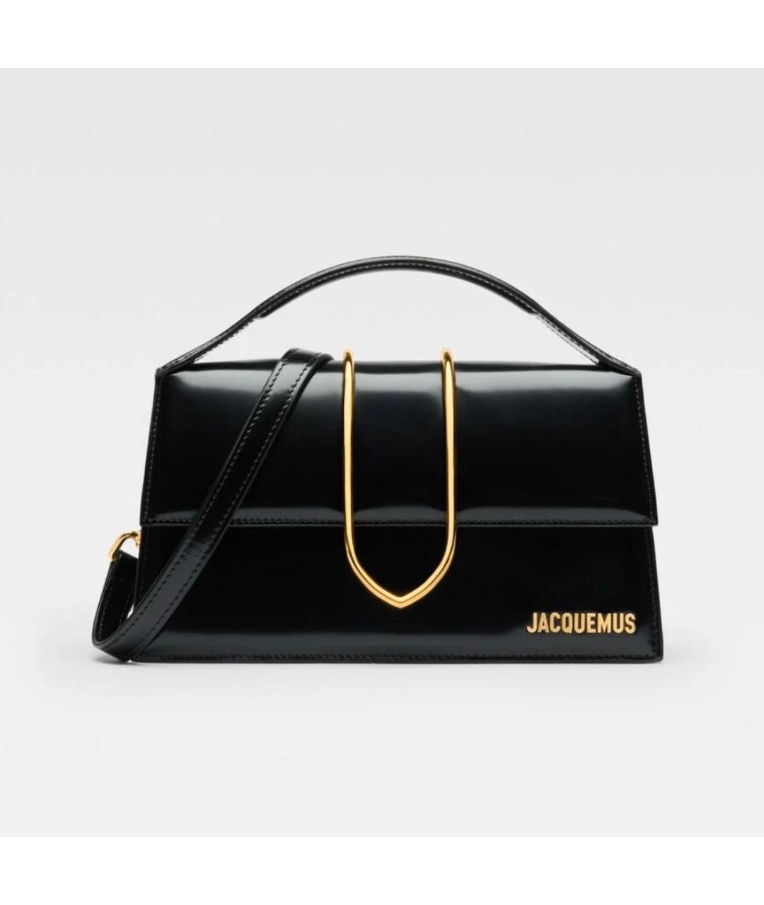 JACQUEMUS Черная кожаная сумка с короткими ручками, фото 7