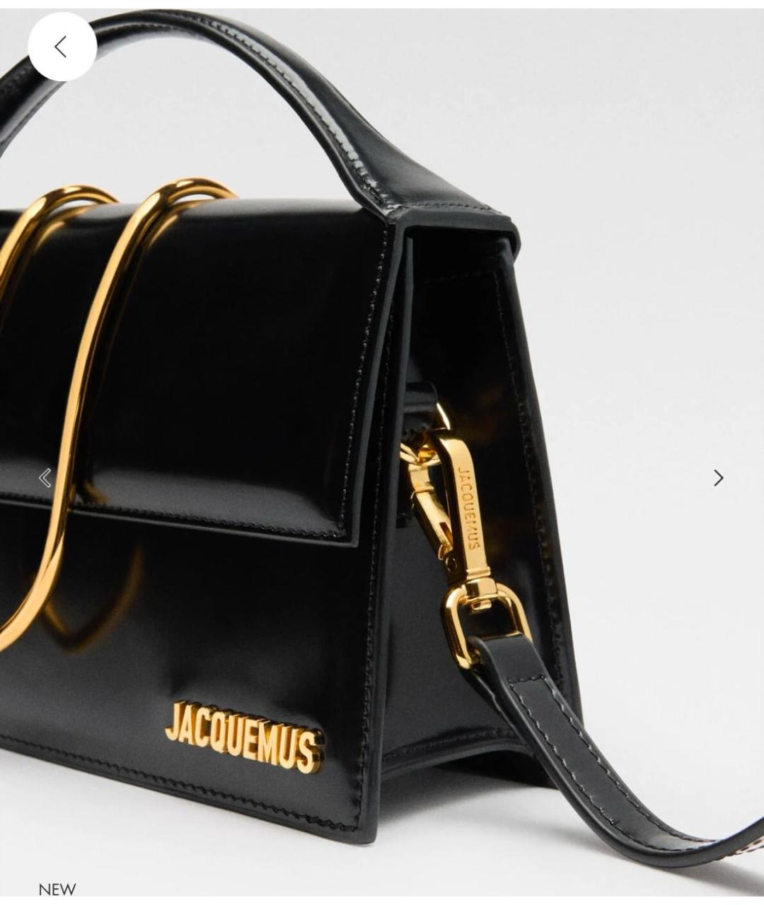 JACQUEMUS Черная кожаная сумка с короткими ручками, фото 4