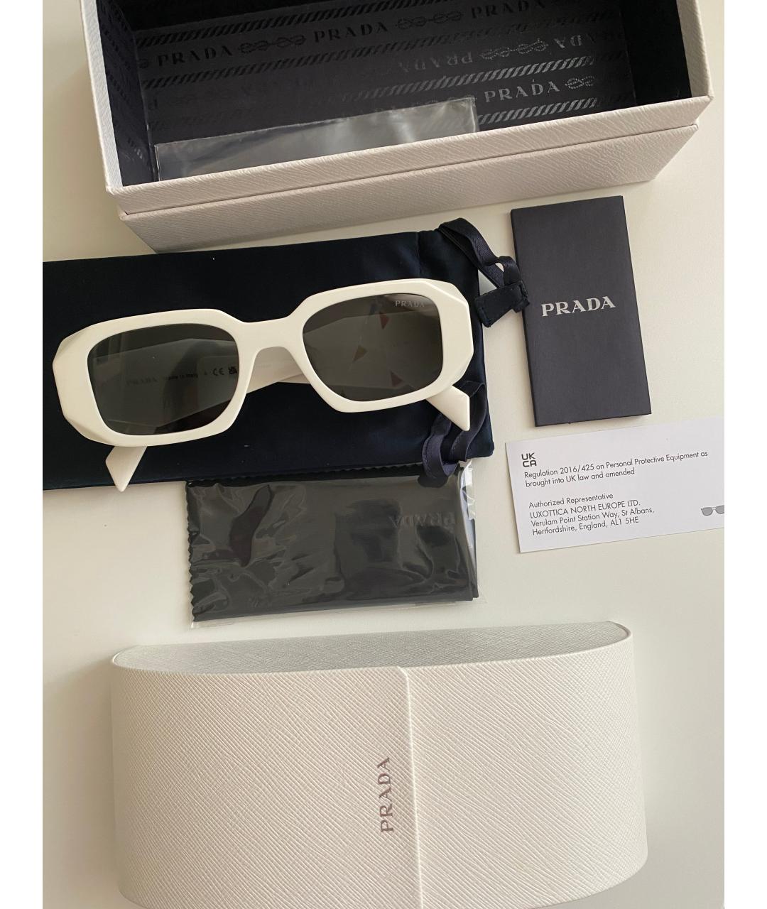 PRADA Белые пластиковые солнцезащитные очки, фото 4