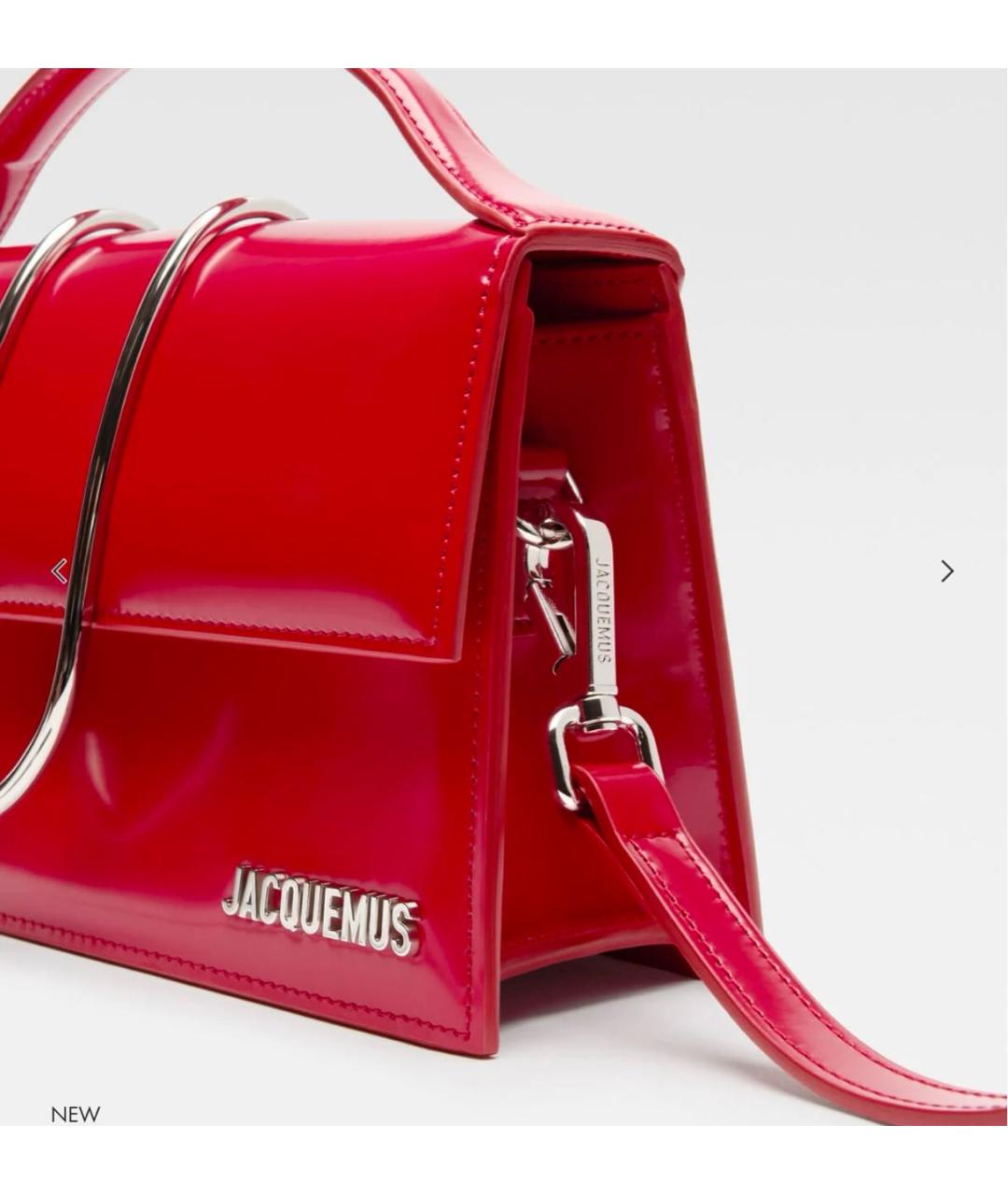 JACQUEMUS Красная кожаная сумка с короткими ручками, фото 4