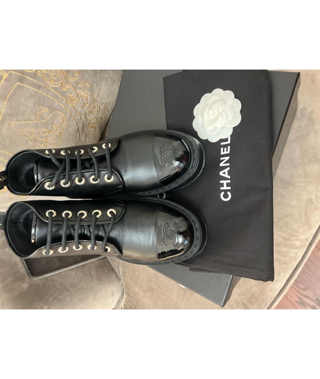 CHANEL Черные кожаные ботинки, фото 5