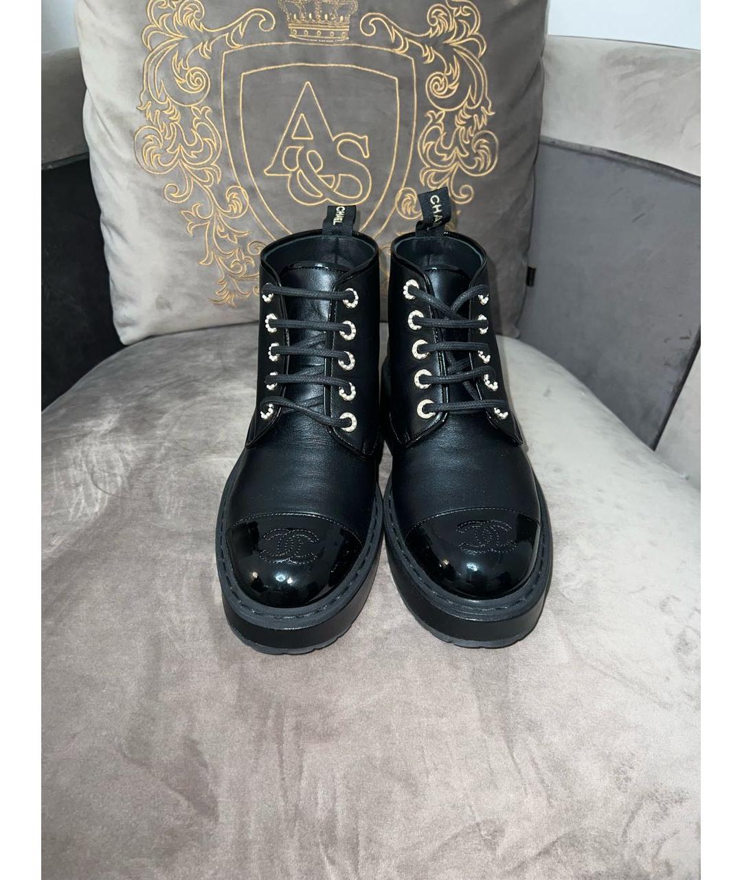 CHANEL Черные кожаные ботинки, фото 2