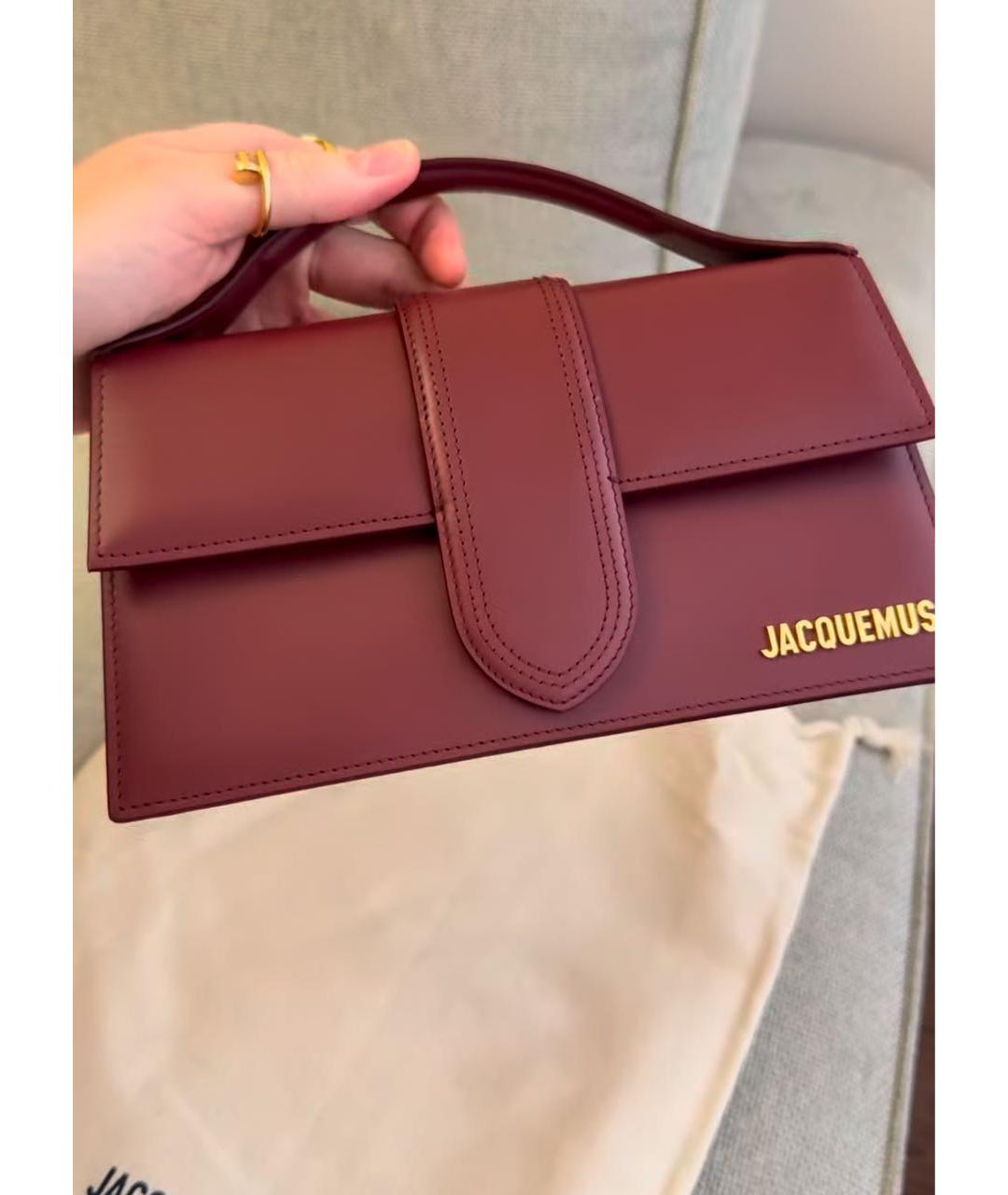 JACQUEMUS Бордовая кожаная сумка через плечо, фото 5