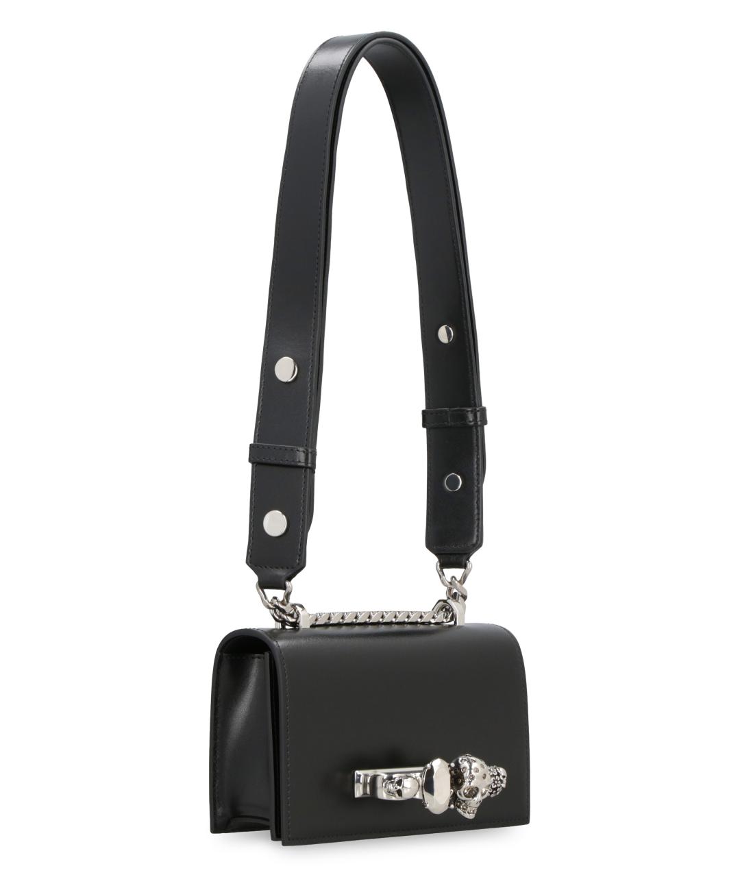 ALEXANDER MCQUEEN Черная кожаная сумка через плечо, фото 3