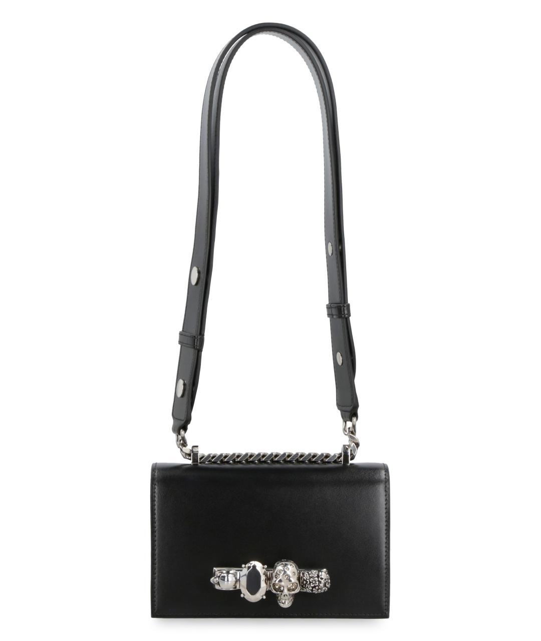 ALEXANDER MCQUEEN Черная кожаная сумка через плечо, фото 1