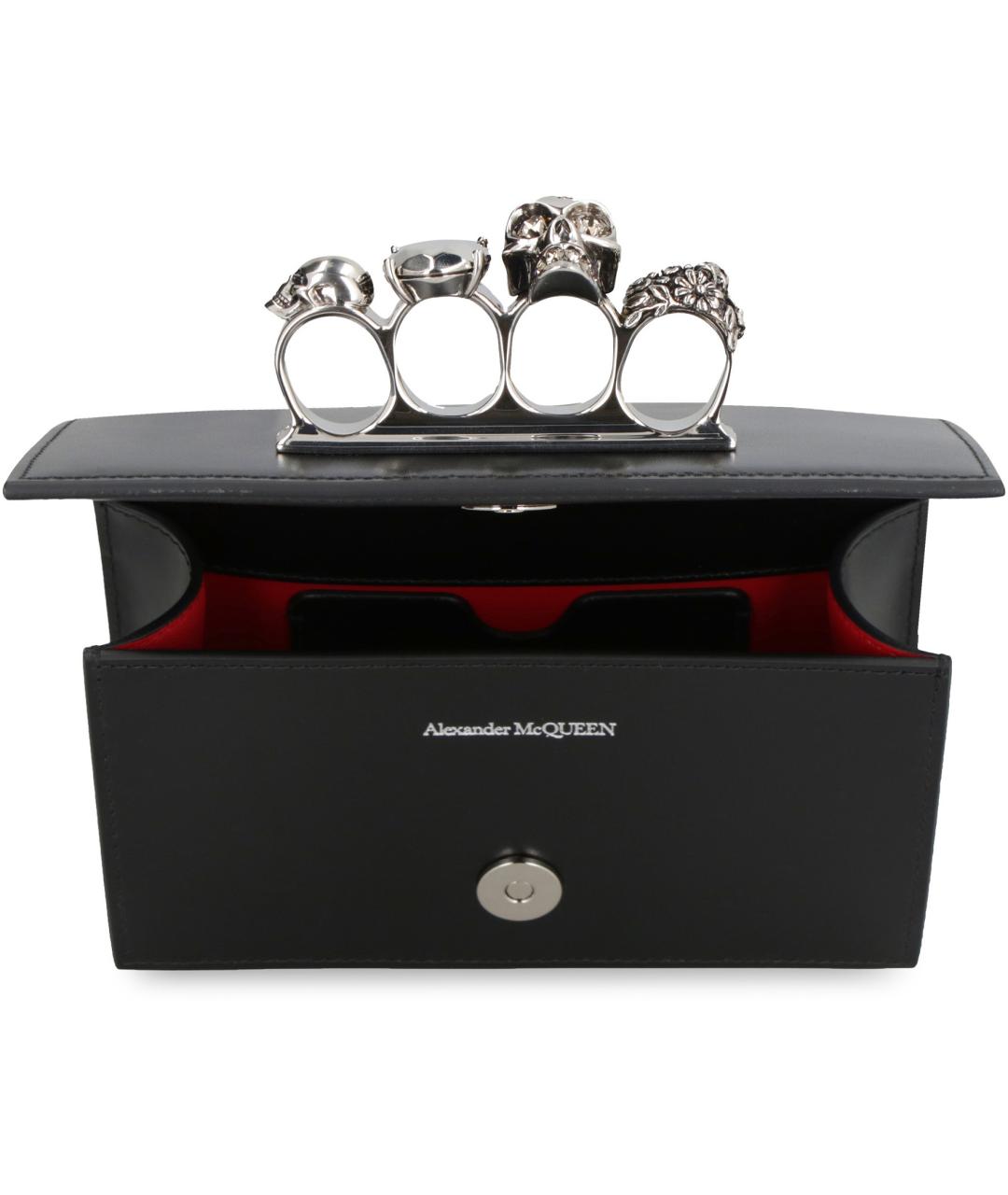 ALEXANDER MCQUEEN Черная кожаная сумка через плечо, фото 5