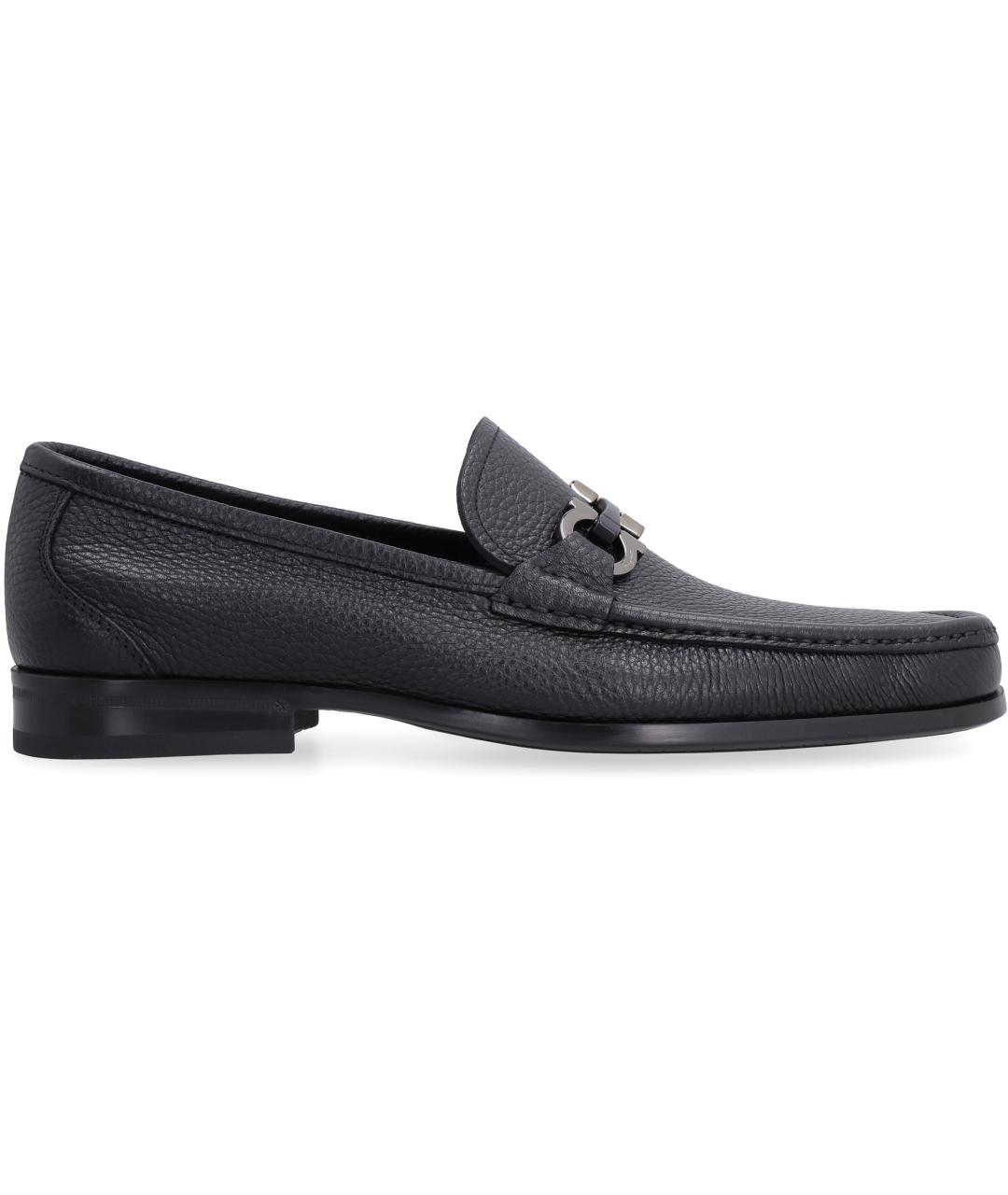 FERRAGAMO Черные кожаные лоферы, фото 2