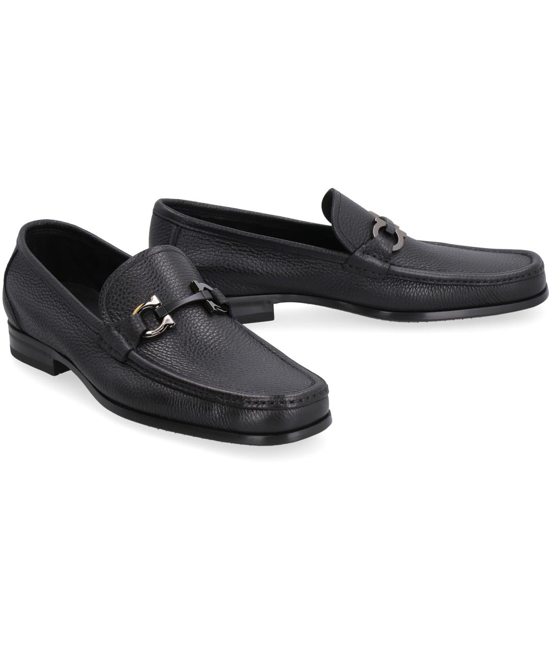 FERRAGAMO Черные кожаные лоферы, фото 3